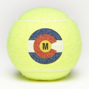 Pelotas De Tenis Amarillo con monograma de encargo de la bandera de