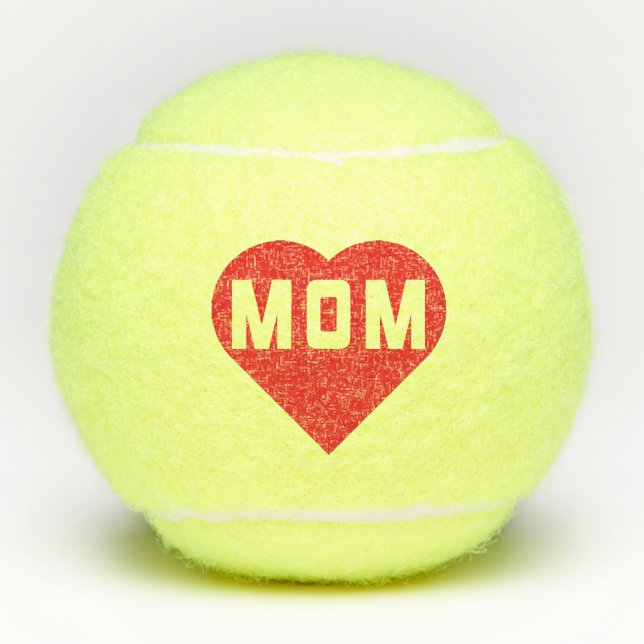 Pelotas De Tenis Amo A Mamá Corazón Rojo (Anverso)