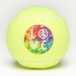 Pelotas De Tenis Amor Paz Signo de corazón Divertido Hippie tinte a