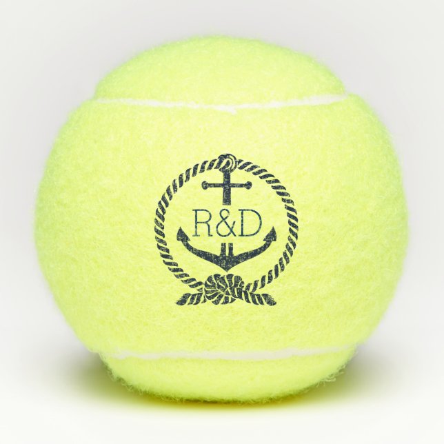 Pelotas De Tenis Ancla náutica azul y nudo de cañón (Anverso)