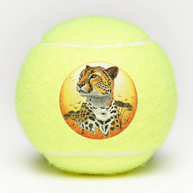 Pelotas De Tenis Animales salvajes de la costa africana Cheetah (Anverso)