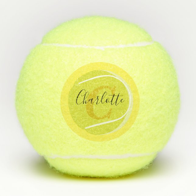 Pelotas De Tenis Baloncesto de tenis con dorado Monograma Script no (Anverso)