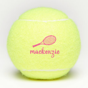 Pelotas De Tenis Bandejas de tenis con nombre de guión rosado perso