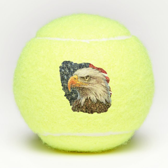 Pelotas De Tenis Bandera americana águila calva (Anverso)