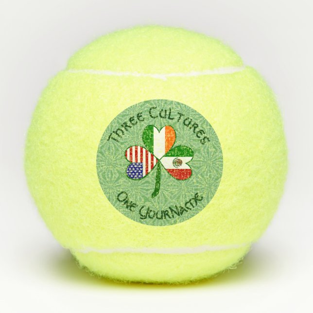 Pelotas De Tenis Bandera irlandesa mexicana Shamrock personalizado (Anverso)