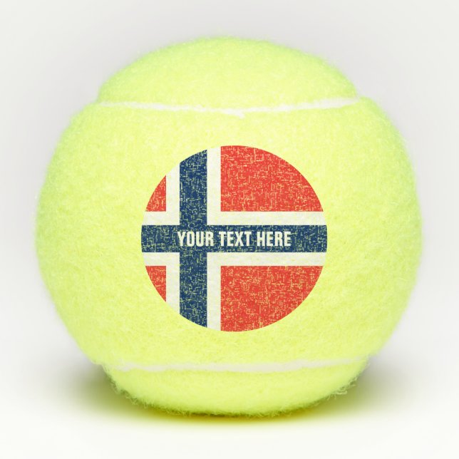Pelotas De Tenis Bandera noruega personalizado impreso amarillo (Anverso)