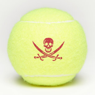 Pelotas De Tenis Bandera pirata de Crimson Skull & Swords Jack en C