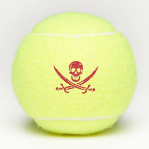 Pelotas De Tenis Bandera pirata de Crimson Skull & Swords Jack en C
