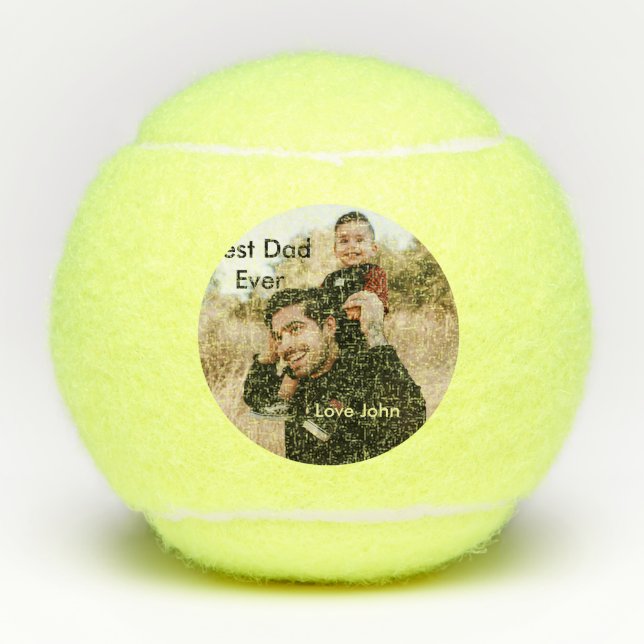 Pelotas De Tenis Best dad ever father's dad gift photo name simple  (Anverso)