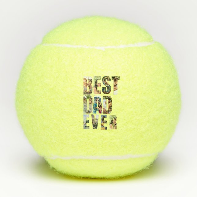 Pelotas De Tenis Best Dad Ever | Photo Collage Placeholder Template (Anverso)