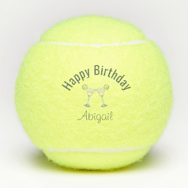 Pelotas De Tenis  Birthday Margarita Toast Custom  (Anverso)