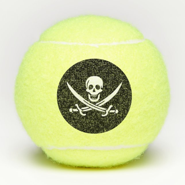 Pelotas De Tenis Blanco, Bandera Pirata Calico Jack, Calavera y Cuc (Anverso)