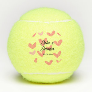 Pelotas De Tenis blanco simple estilo de texto mínimo boda corazón
