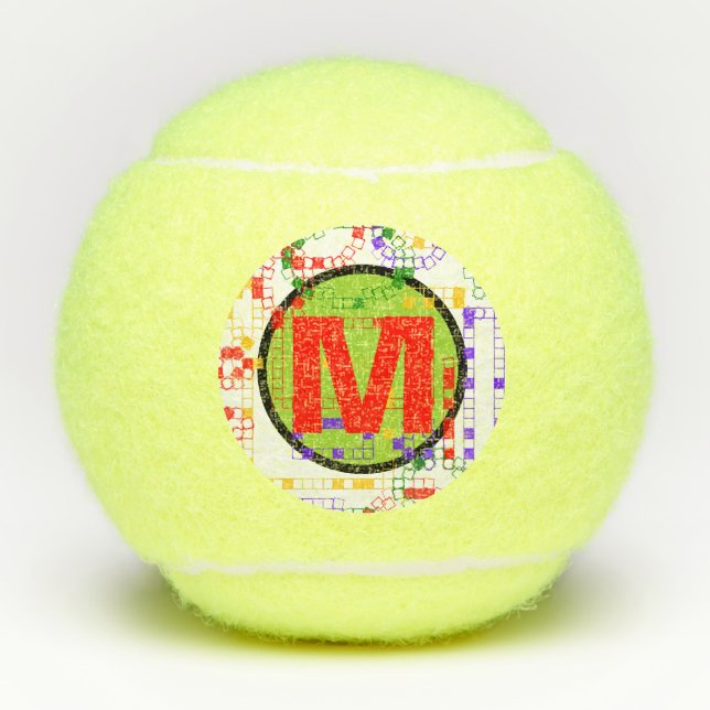 Pelotas De Tenis Bloques geométricos monogramados en pistas de teni (Anverso)