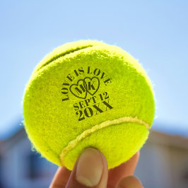 Pelotas De Tenis Boda Aniversario Monograma Corazón Salones de Teni