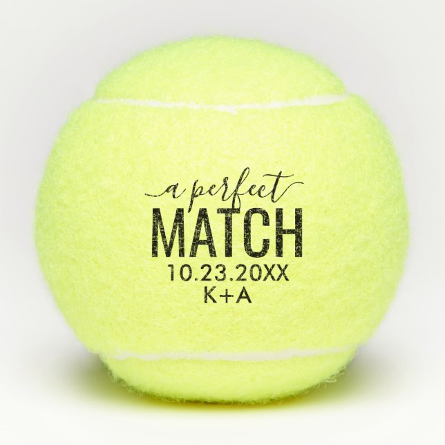 Pelotas De Tenis Boda Perfect Match Favor Personalizado Bride Groom (Anverso)