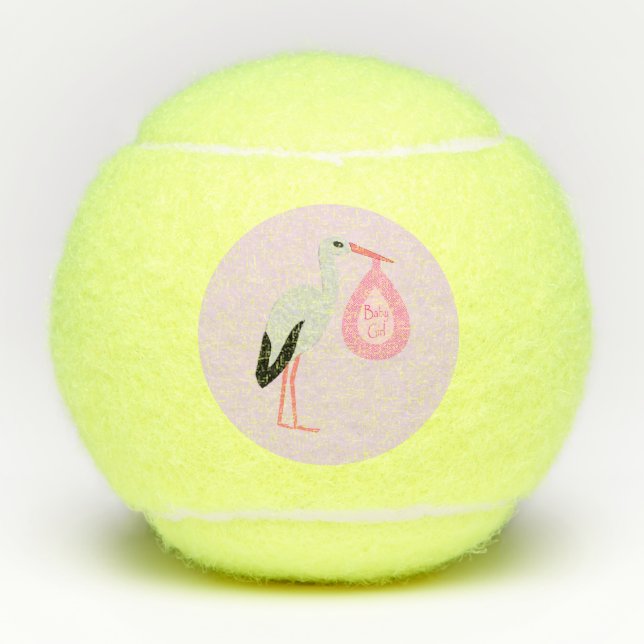 Pelotas De Tenis Bonito Bebé Rosa Stork (Anverso)