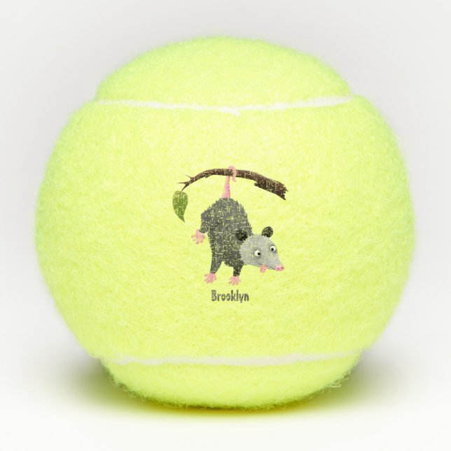 Pelotas De Tenis Bonito opossum colgando de un personalizado de suc (Anverso)