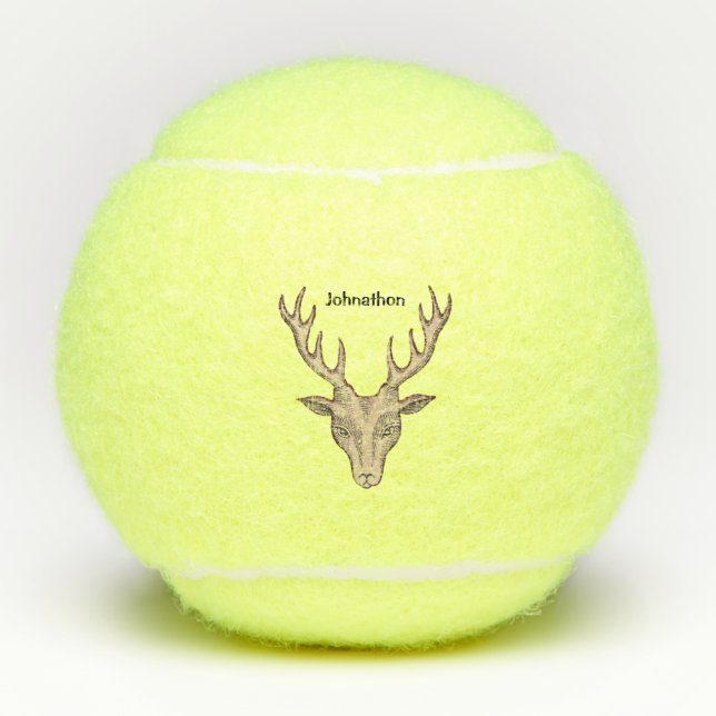 Pelotas De Tenis Cabeza de ciervo marrón Antlers Black Etchings (Anverso)