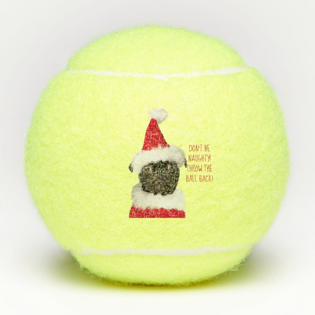 Pelotas De Tenis Caca negra de cerdo en Navidades de Santa Hat (Anverso)