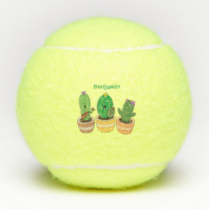 Pelotas De Tenis Cactus trío canto personalizado ilustracion