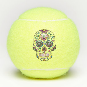 Pelotas De Tenis Calavera de azúcar glam colorida