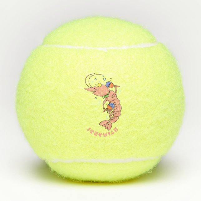 Pelotas De Tenis Camarón alegre, personalizado de la gamba (Anverso)