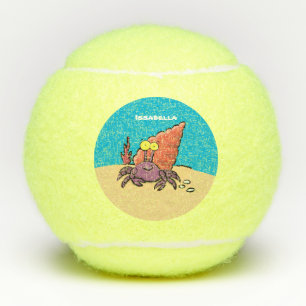 Pelotas De Tenis Cangrejo ermitaño gracioso personalizado morado