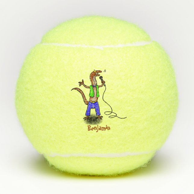 Pelotas De Tenis Canto gracioso de lagarto con personalizado de mic (Anverso)