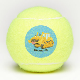 Pelotas De Tenis Caricatura graciosa amarilla con bulldozer