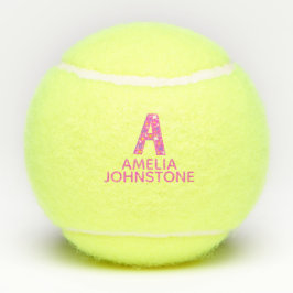 Pelotas De Tenis Carta Un monograma chicas rosa personalizado