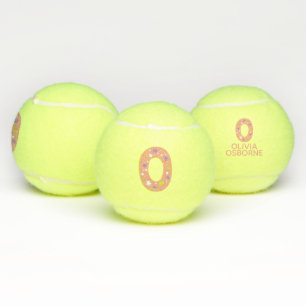 Pelotas De Tenis Chicas en monograma de letra O personalizados cora