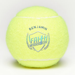 Pelotas De Tenis Christian Saying Faior Warrior Blue Purple Persona