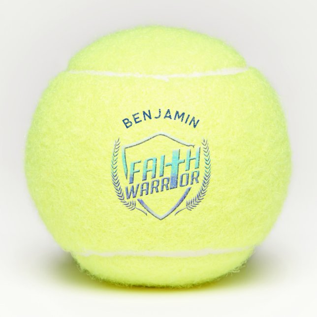 Pelotas De Tenis Christian Saying Faior Warrior Blue Purple Persona (Anverso)
