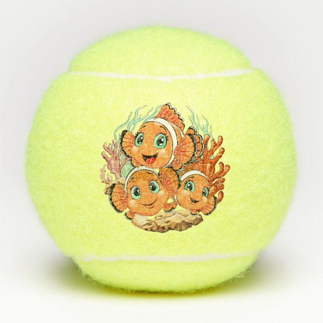 Pelotas De Tenis Clown fish Cartoon cute Family Underwater (Anverso)