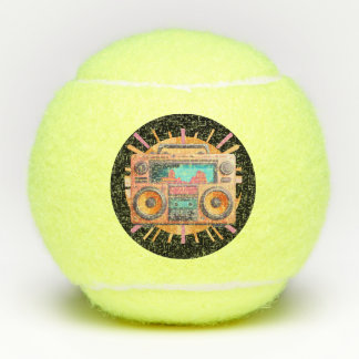 Pelotas De Tenis Colorida boombox retro de los 80 con una explosión