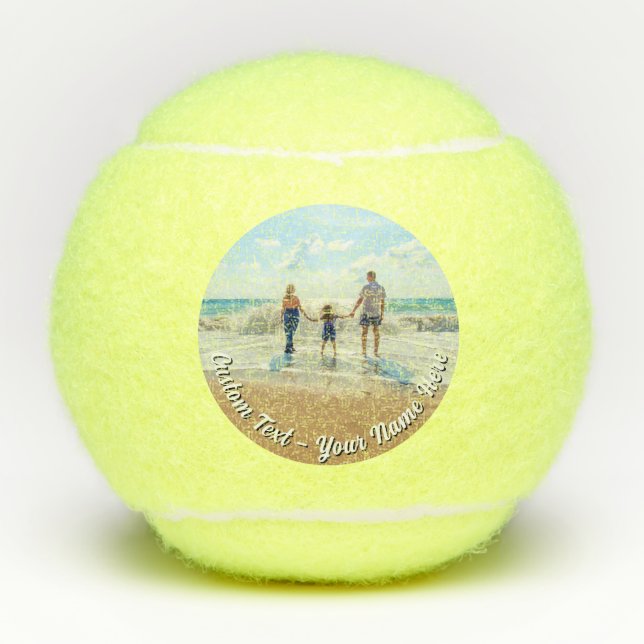 Pelotas de tenis con texto personalizado y foto fa (Anverso)
