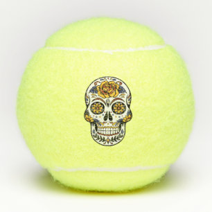 Pelotas De Tenis Cráneo de azúcar rosa amarillo