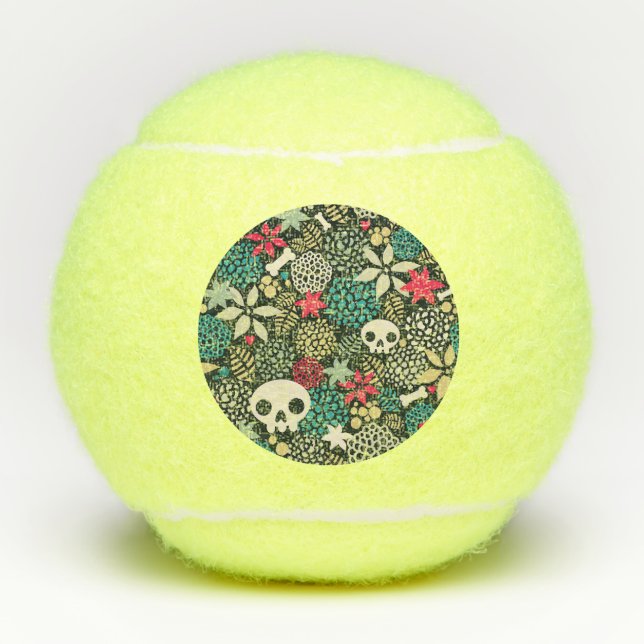 Pelotas De Tenis Cráneo de flores (Anverso)