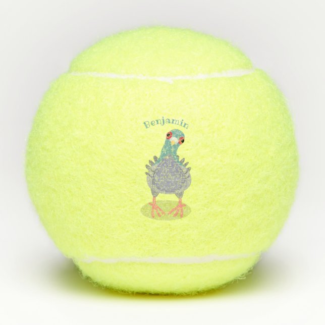 Pelotas De Tenis Curioso ilustracion personalizado de palomas (Anverso)