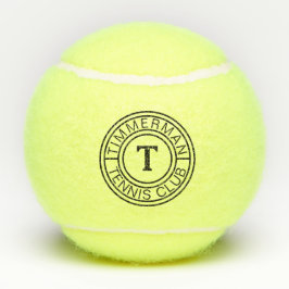 Pelotas De Tenis Custom Monogram-Club Name Bold Initial Tennis Ball