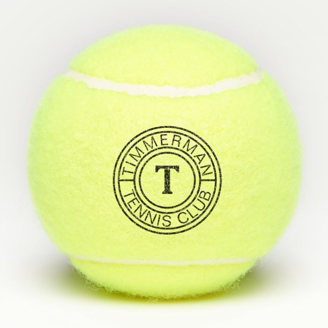 Pelotas De Tenis Custom Monogram-Club Name Bold Initial Tennis Ball (Reverso)