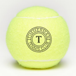 Pelotas De Tenis Custom Monogram-Club Name Bold Initial Tennis Ball