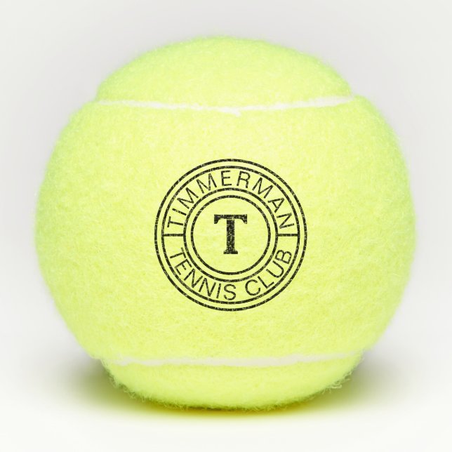 Pelotas De Tenis Custom Monogram-Club Name Bold Initial Tennis Ball (Anverso)