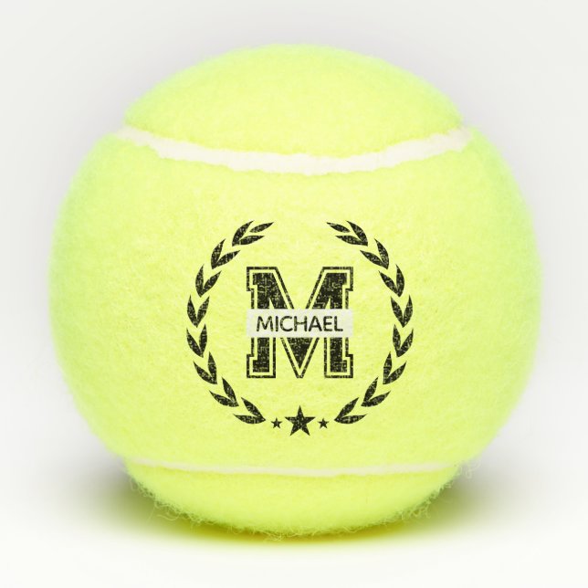 Pelotas De Tenis Custom Monogram Name Bold Initial Tennis Ball (Reverso)