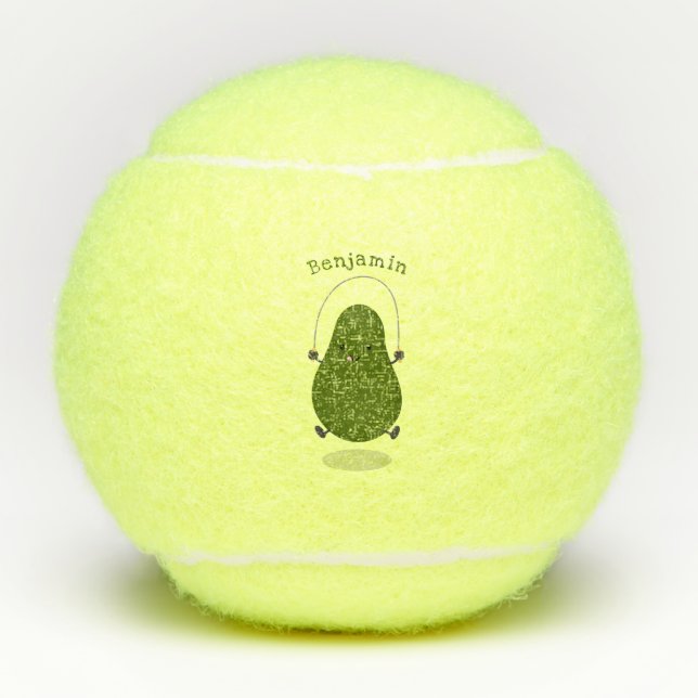 Pelotas De Tenis Cute aguacate salto cuerda personalizado ilustraci (Anverso)