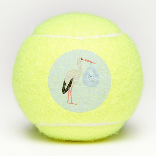 Pelotas De Tenis Cute Blue Baby Boy Stork (Anverso)
