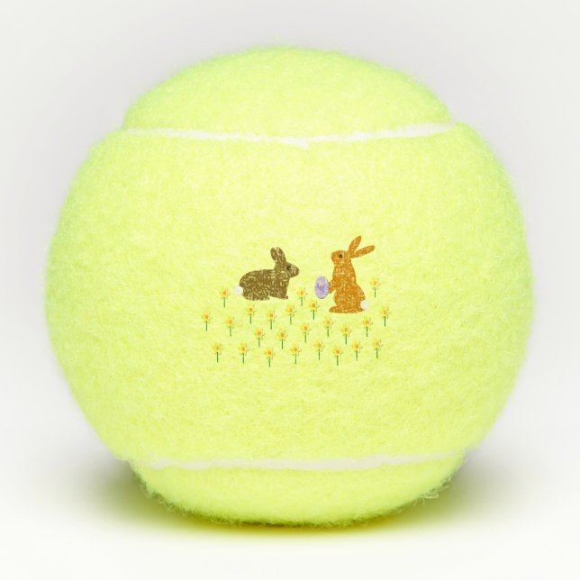 Pelotas De Tenis Cute conejitos de Pascua y Daffodils (Anverso)