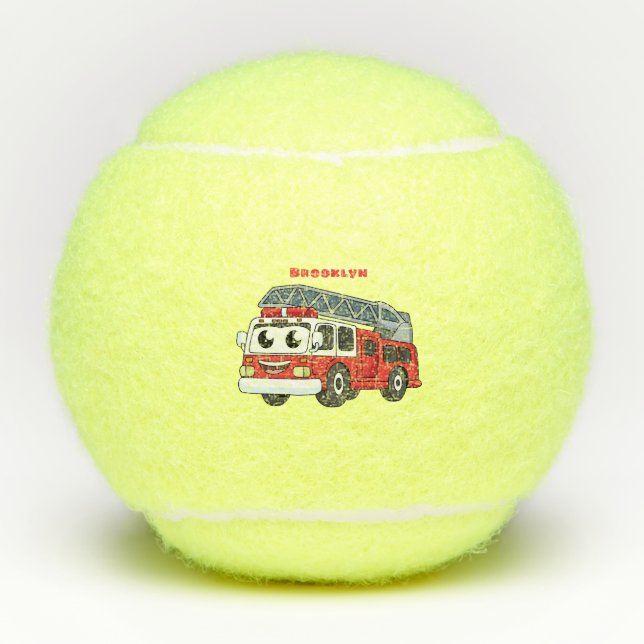Pelotas De Tenis Cute happy fire engine cartoon (Anverso)