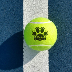 Pelotas De Tenis Cute Nombre Personalizado Perro Gato Paw Regalo de